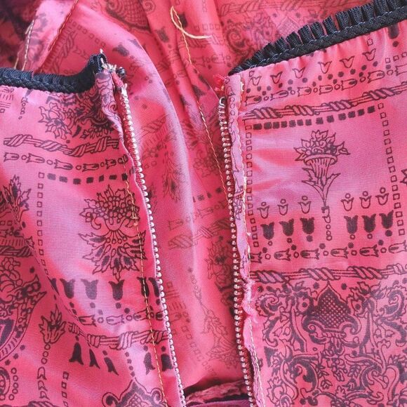 50s Pink Red Dress S Taffeta Romantic Fit and Flare VFG - Picture 3 of 10